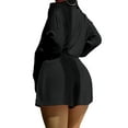 thumbnail image 3 of Mujeres Verano 2 Piezas Ropa Conjuntos Color Sólido Turn-Down Cuello Camisas de manga larga y pantalones cortos de cintura elástica Playa Conjunto de vacaciones Nituyy Conjunto de camisa de color sólido, 3 of 5