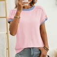 thumbnail image 7 of ECZHAW Womens Color Block Oversized Tops Trendy Casual Summer Textured Ribbed Knit T Shirts Loose Fit Short Sleeve Tshirts, 7 of 7