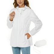 Avoogue Womens Raincoat Waterproof Rain Jacket Lightweight Packable Hooded Rain Coat Outdoor Active Windbreaker