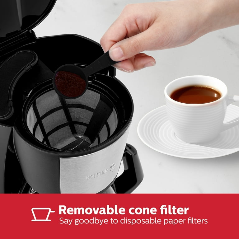 Holstein Housewares 5 Cup Drip Coffee Maker, Auto Pause, Removable