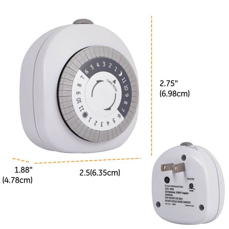 GE 24-Hour Heavy Duty Indoor Plug-in Mechanical Timer, Grounded 2