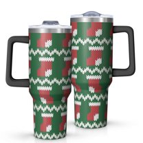 Christmas 40oz Tumbler– Stainless Steel Insulated Tumbler with Handle and Straw, Large Capacity Travel Cup for Hot & Cold Drinks