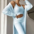 thumbnail image 3 of Womens Fuzzy Sweater Sweatsuit 3 Piece Open Front Cardigan Crop Tank Tops and Pants Lounge Sets Fluffy Track Suit, 3 of 4