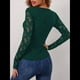 thumbnail image 4 of Blusa de Larga con Cuello en V y Encaje de con Bordado Floral para Mujer Verde Oscuro M, 4 of 9