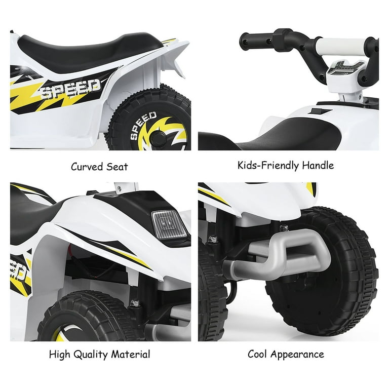 Costway, Kids Electric Quad ATV, 6V, White, 4 Wheels Ride on Toy