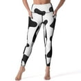thumbnail image 3 of Cow Print Texture Yoga Pants Women Black White Spots Leggings High Waist Retro Yoga Legging Stretch Fitness Sports Tights, 3 of 6