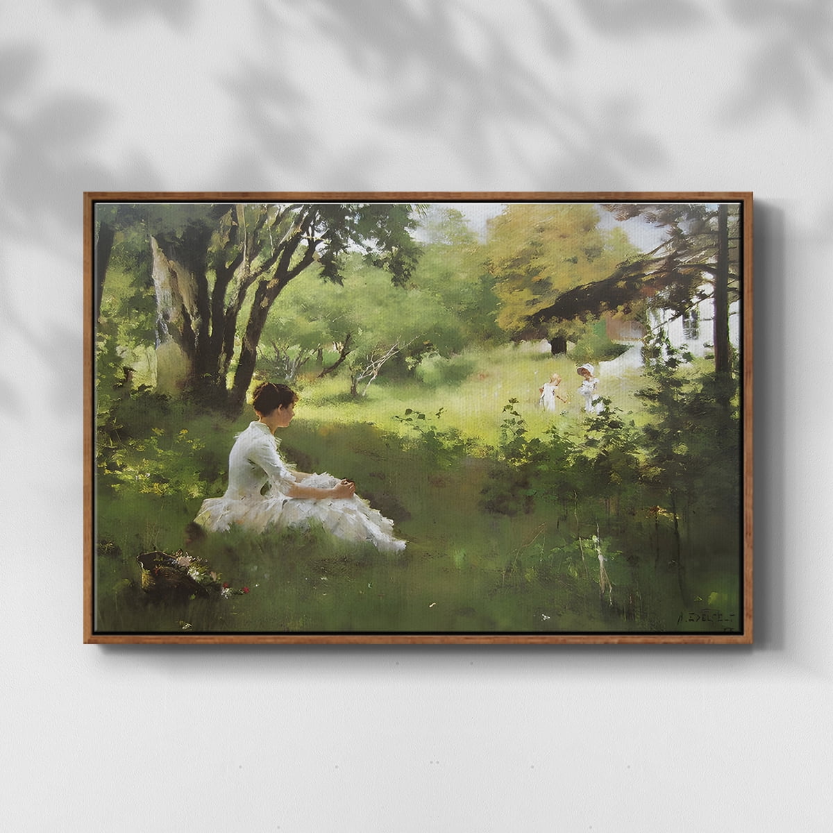 Vintage Landscape-CCXLV By Wexford Home Framed in Walnut Wood Gallery Wrapped Canvas 27 in. x 41 in.