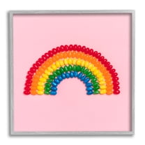 Stupell Industries Rainbow Shaped Candies Food & Beverage Painting Gray Framed Art Print Wall Art, 24 x 24