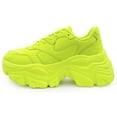 thumbnail image 2 of Berness Women Chunky Platform Sneakers Lace Up Fashion Trainers Thick Sole Casual Walking Light Weight Shoes BLAIR Neon Yellow 8, 2 of 3