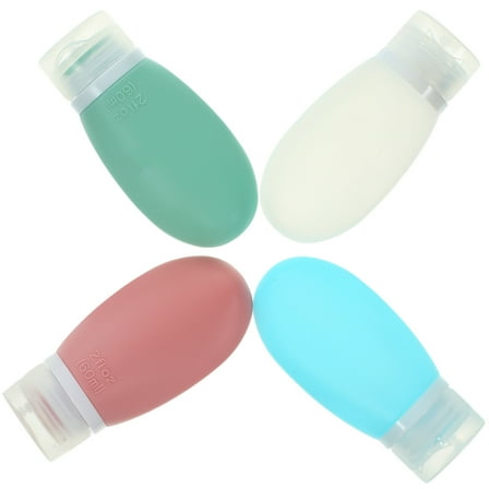 4Pcs Silicone Travel Bottle Leakproof Refillable Squeezable Toiletries Tubes Lotion Liquid Shampoo Containers