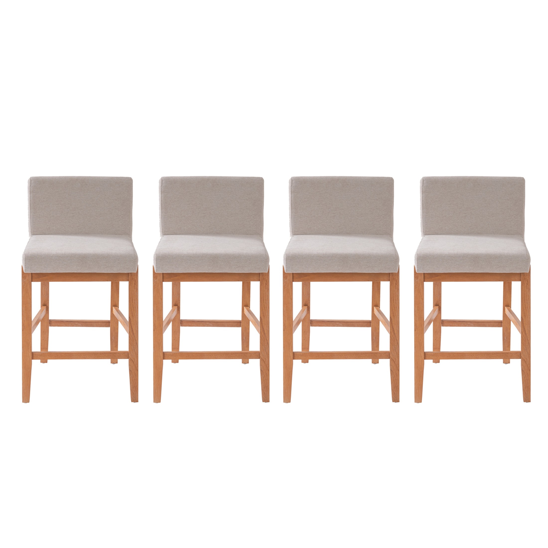 Christopher Knight Home Upholstered Armless Counter Height Bar Stools, Wood Frame, Natural, Set of 4