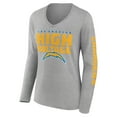 thumbnail image 2 of Women's Fanatics Heather Gray Los Angeles Chargers Hometown Sweep Long Sleeve V-Neck T-Shirt, 2 of 3
