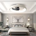 thumbnail image 3 of Ceiling Fan with Lights Dimmable LED Reversible Blades Timing with Remote Control, 5 Invisible Blades Semi Flush Mount Low Profile Fan (21.5in, White), 3 of 6