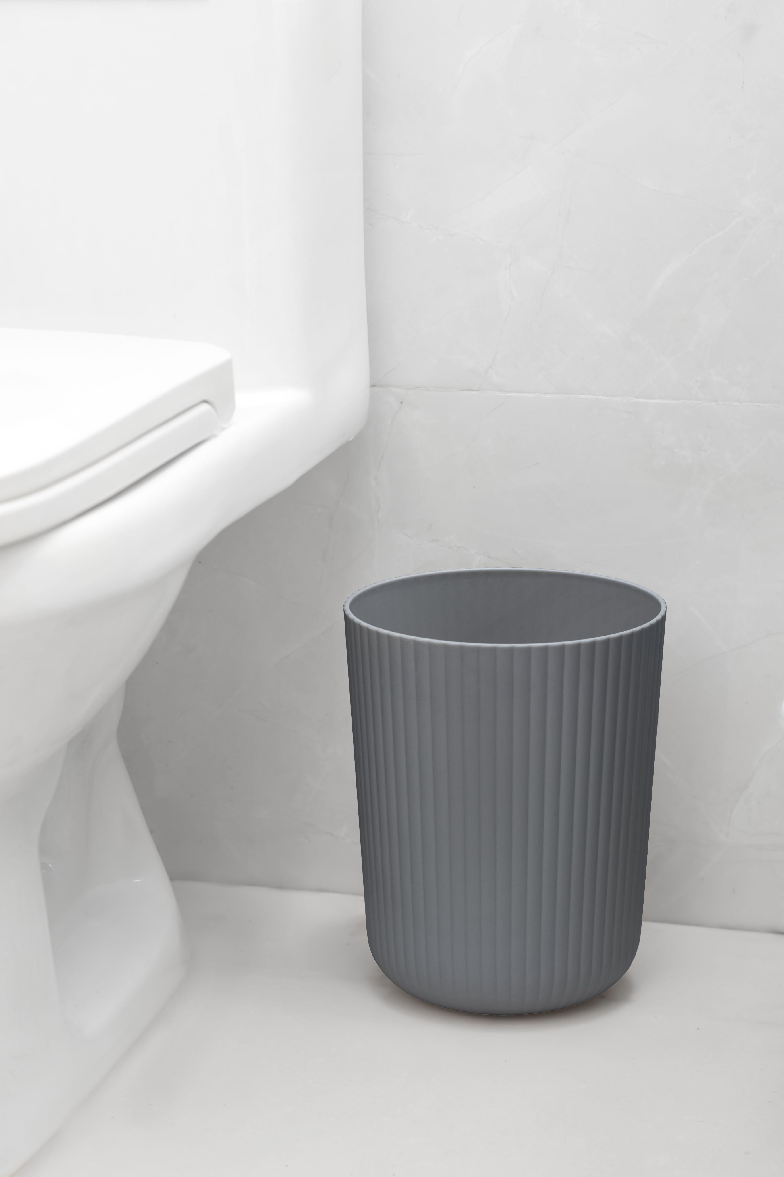 Mainstays Rubberized Plastic Ribbed 4-Piece Bath Accessories Set, Gray