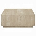 thumbnail image 2 of Lory Coffee Table-35 Inch Square Travertine Top-Natural Wood Beige, 2 of 5