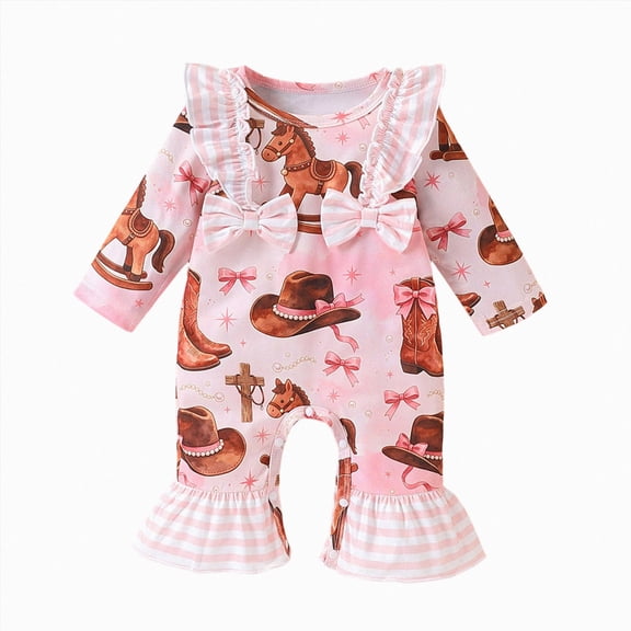 Wonitaaizi Newborn Baby Girl Clothes Long Sleeve Romper Jumpsuit Romper Outfits (6-12 Months,Brown)