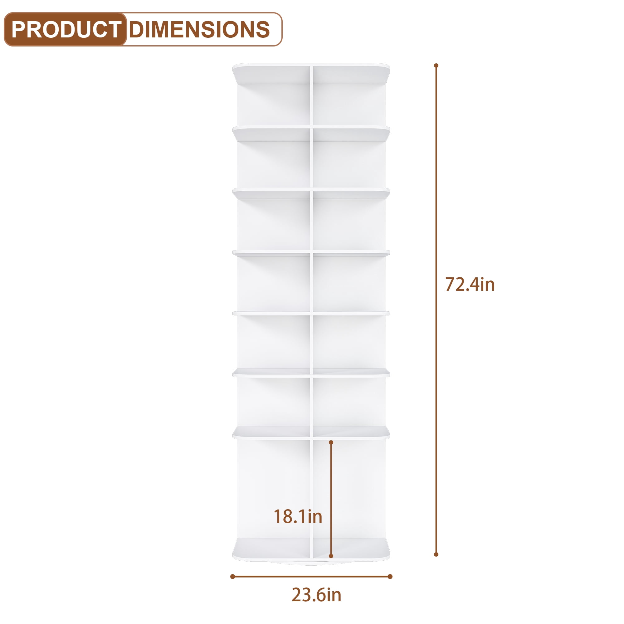 Miniyam 7-Tier Rotating Shoe Rack, Holds 24 Pairs, Space-Saving Design for Shoes & Accessories