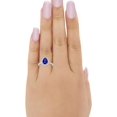 thumbnail image 3 of beryl_creation 925 Sterling Silver 1.35 Ct Pear Cut Blue Sapphire Wedding Engagement Halo Ring 14K White Gold Finish For Women's -8, 3 of 3