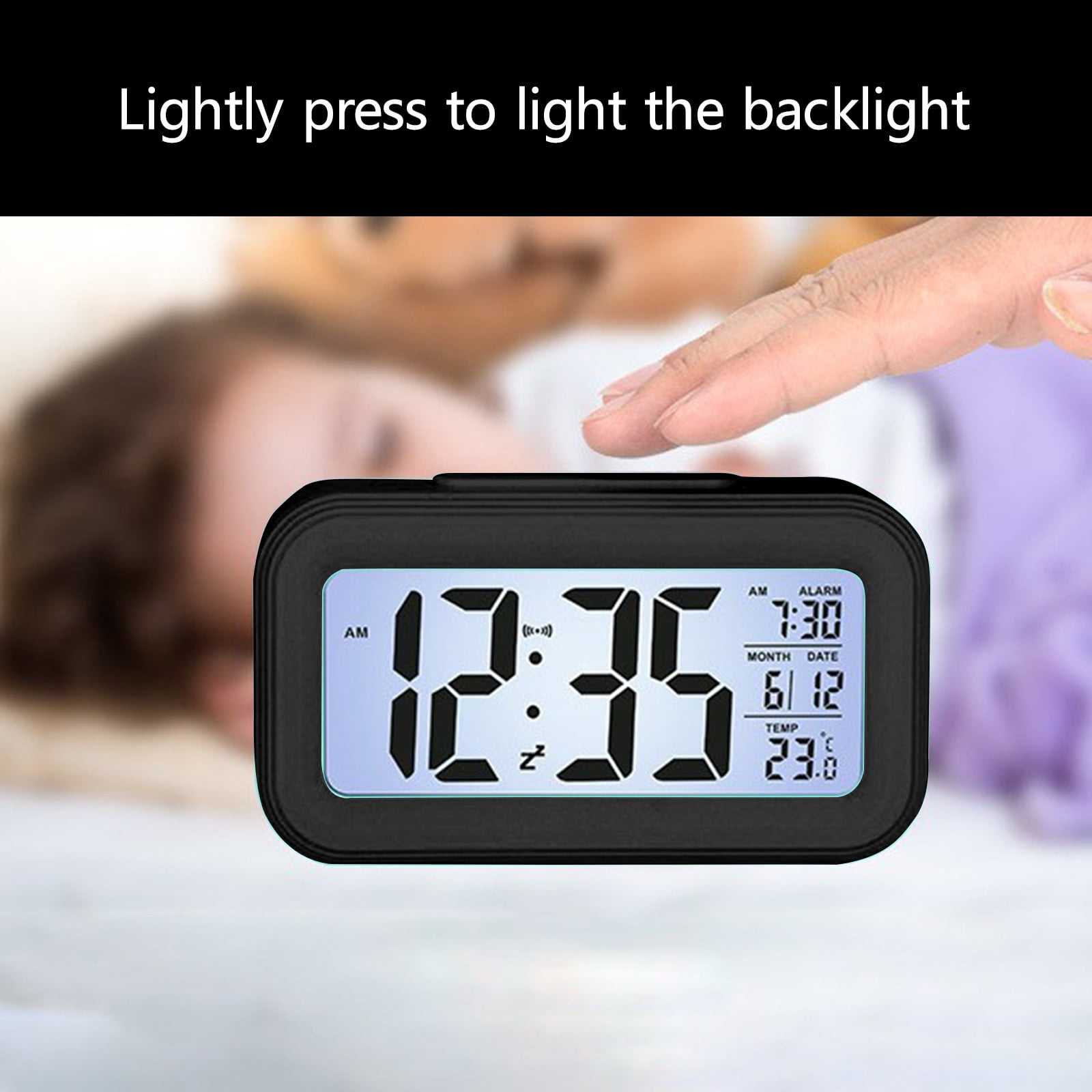 3 Set of Digital Alarm Clock With Background Lighting LCD Display Temperature Monitor Snooze Alarm With Smart Clock Calendar
