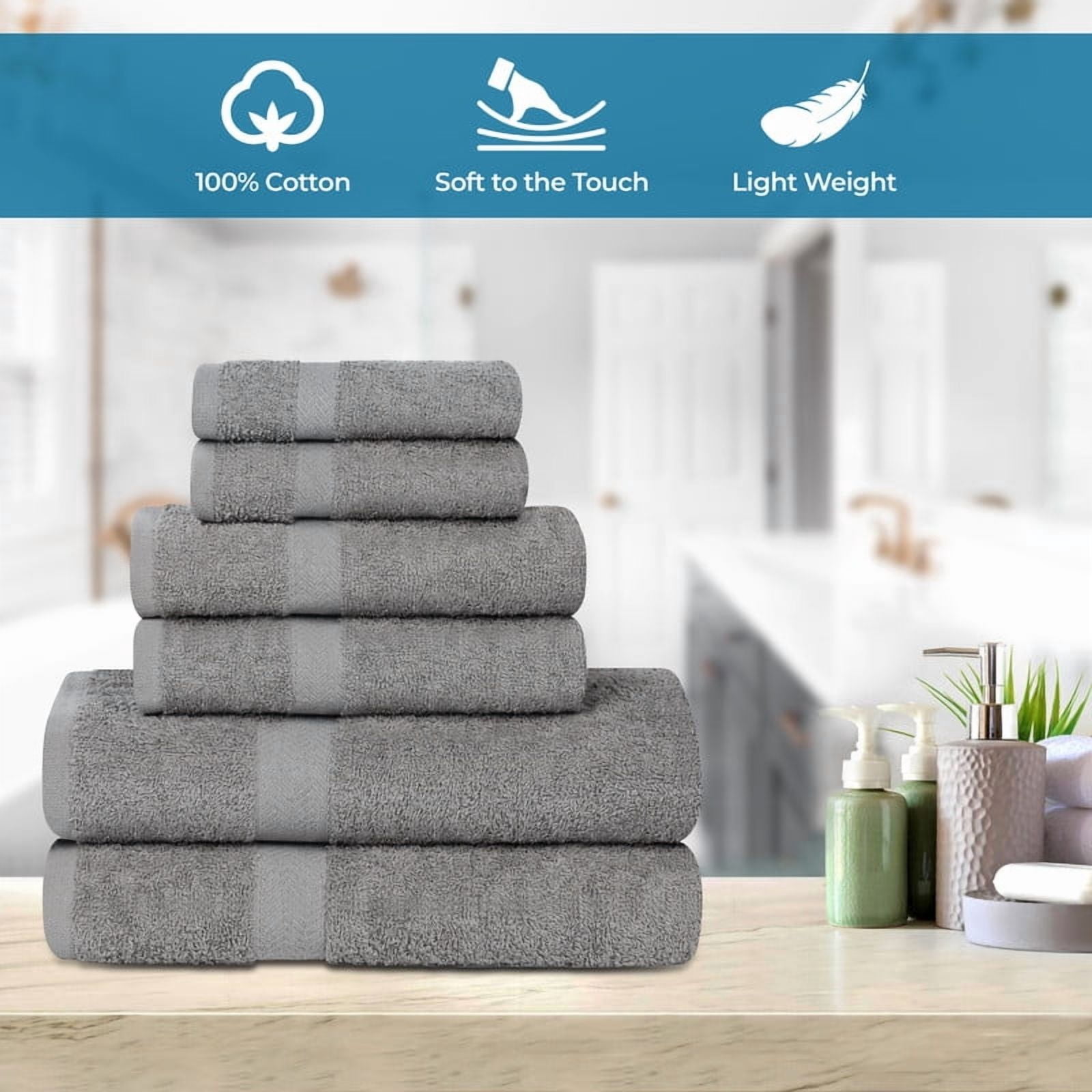 Superior Franklin 8-Piece Cotton Hand Towel Set, Super Soft Quick Dry Fade Resistant Towels, Charcoal