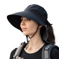 thumbnail image 2 of YAOBAMM Chapeau de Bassin pour Femmes Chapeau de Pêcheur Large Bord Design Châle Corde Coupe-Vent Réglable Léger Visière Trou Queue de Cheval, 2 of 7