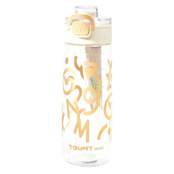 hulanddfd Clear Water Bottle With Straws for Outdoor, 730ml Free Leak-Proof Water Bottles with Time Marker Portable Sports Travel Gym Cup for Men Women