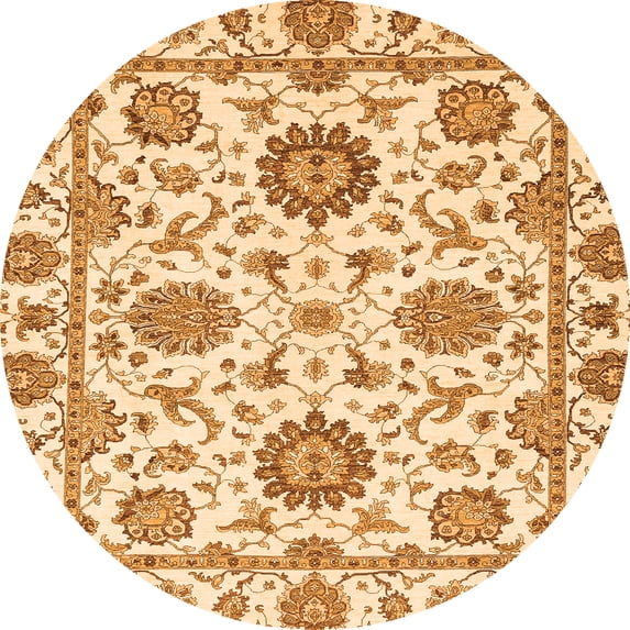 Ahgly Company Indoor Round Abstract Orange Modern Area Rugs, 3' Round