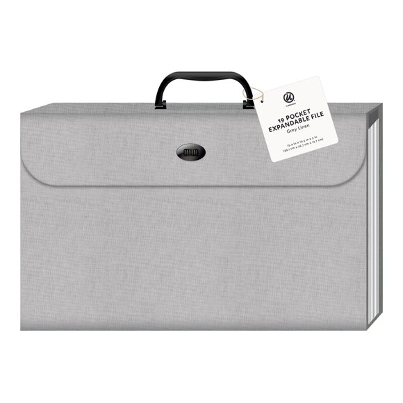 U Brands - Document wallet - expanding - 19 compartments - for Letter A Size (8.5 in x 11 in) - gray linen
