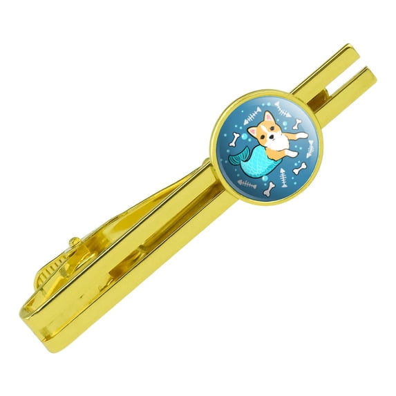 Merdog Mermaid Dog Round Tie Bar Clip Clasp Tack Gold Color Plated