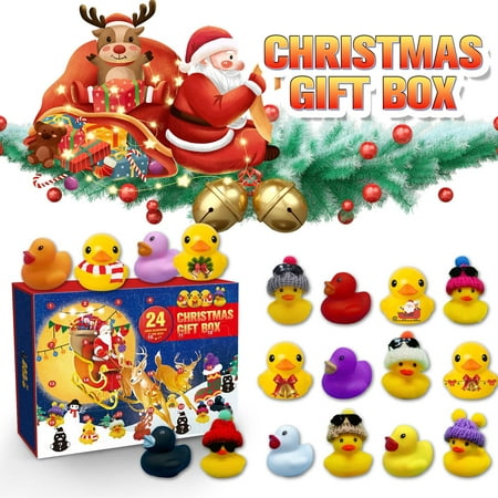 Ozmmyan Christmas 24 Days Countdown Advent Calendar with 24 Rubber Ducks for Boys Girls Kids and Toddlers, Christmas Countdown Calendar with Surprise Toys Christmas Party Favor Gifts, Clearance Sale