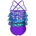 thumbnail image 2 of iiniim Little Girls Mermaid Ruffles Swimsuit Cirss Cross Back Tank Top with Brief Party Bathing Suit, 2 of 7