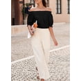 thumbnail image 5 of SHEWIN Womens Tops Summer Short Sleeve Off the Shoulder Shirts Casual Spring Cute Dressy Pleated Puff Sleeve Blouses, 5 of 9