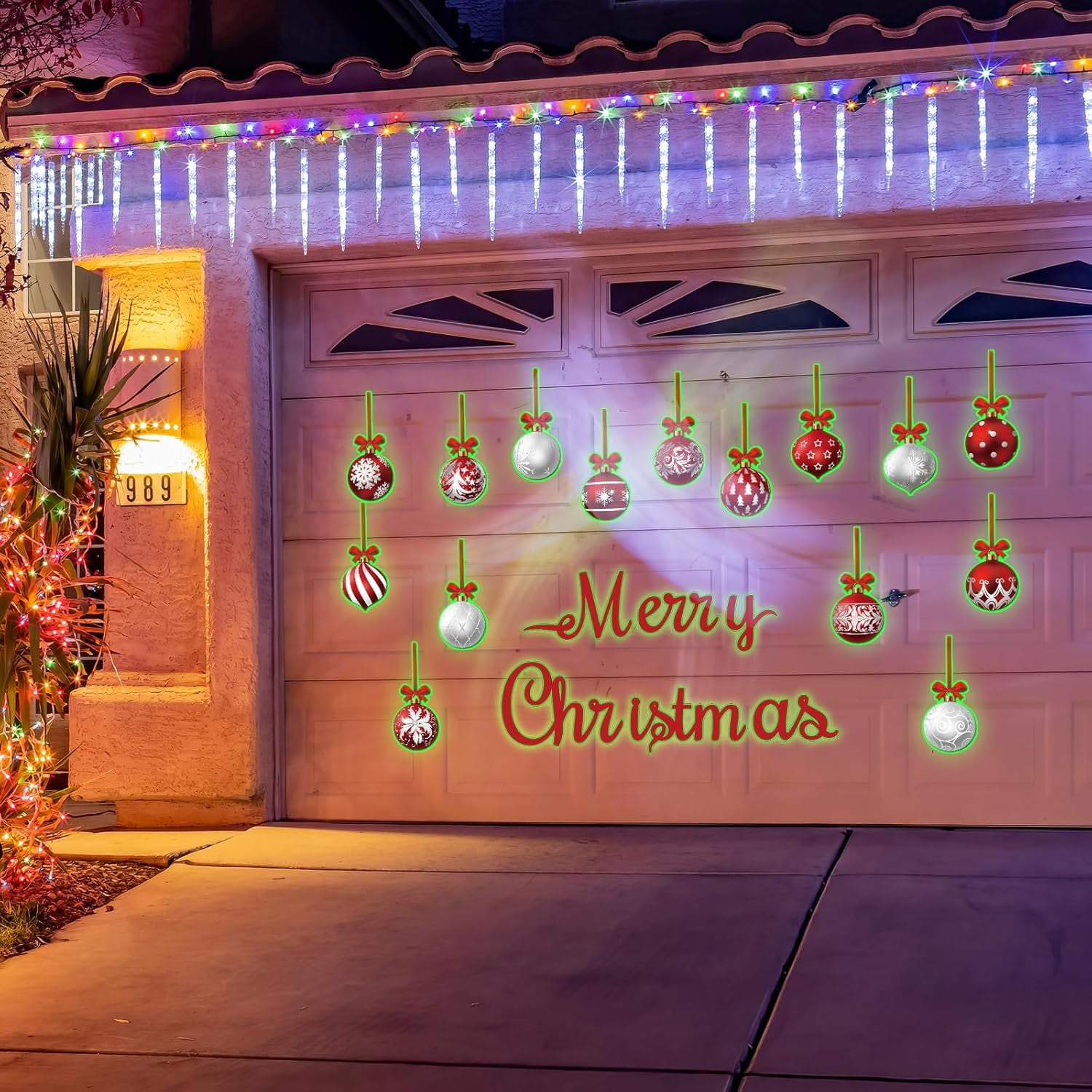 CozyNestFinds 36 Pcs Christmas Garage Door Magnets Decorations, Glow in The Dark Xmas Ball Garage Door Decorations, Merry Christmas Magnets for Refrigerator Fridge Kitchen Car Indoor Outdoor Decor