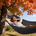 thumbnail image 5 of Camping Hammock with Antis-Tip Spreader Bar, Heavy Duty Canvas Portable Double Hammock for Outdoor Backyard, Beach, Garden, and, Gray, by IHXORA, 5 of 6