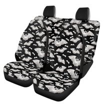Renewold Bat Black Car Seat Covers Full Set, Front and Rear Bench Cover Protector Set Halloween Automobile Accessories Decor Universal Fit for Auto Truck Van SUV