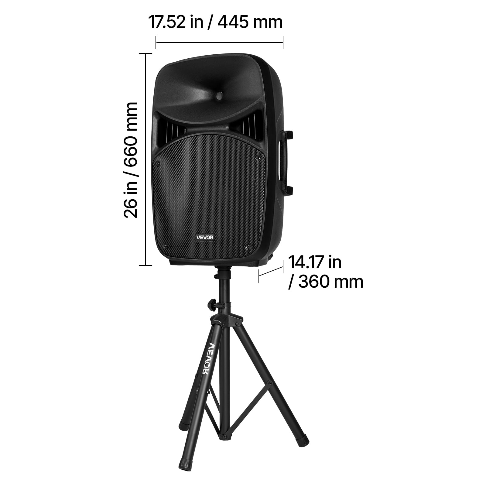VEVOR Portable PA System, 2000W (PMPO) Powered, Sound System Set with 3 Channel Mixer, Dual Speakers, Wireless Bluetooth, Microphone, Compact Stands, USB & SD Inputs, Remote Control, for DJs Events