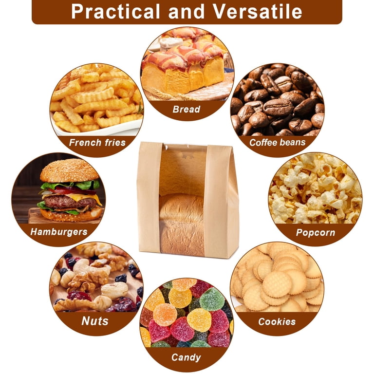 Hengguang Paper Bread Bags, Kraft with Window, 50 Count photo 6