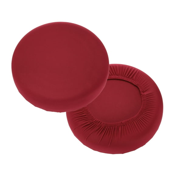 Uxcell 2 Pack Stool Covers Round, 11-15 Inch Bar Stool Covers Washable Dustproof Slipcover Seat Cushion with Elastic for Bar Kitchen Living Room Decor, Wine Red
