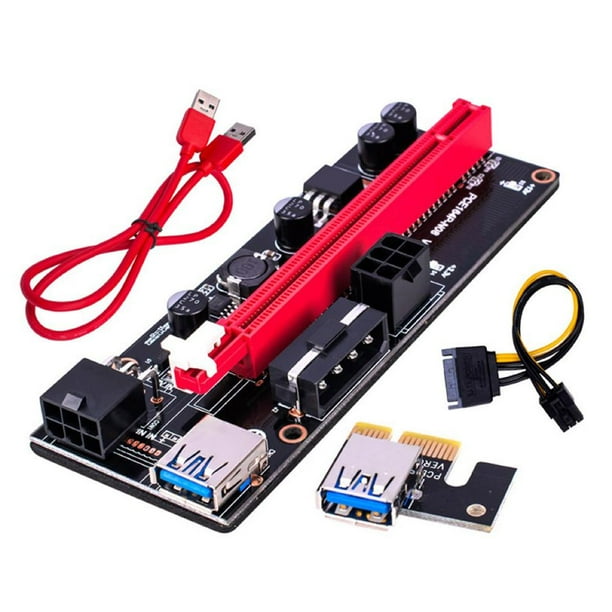 3x (cable USB3.0 rojo) nuevo cable adaptador extensión tarjeta gráfica PCIE USB3.0 PCI-E 1X a 16X tarjeta adaptadora minería 009S