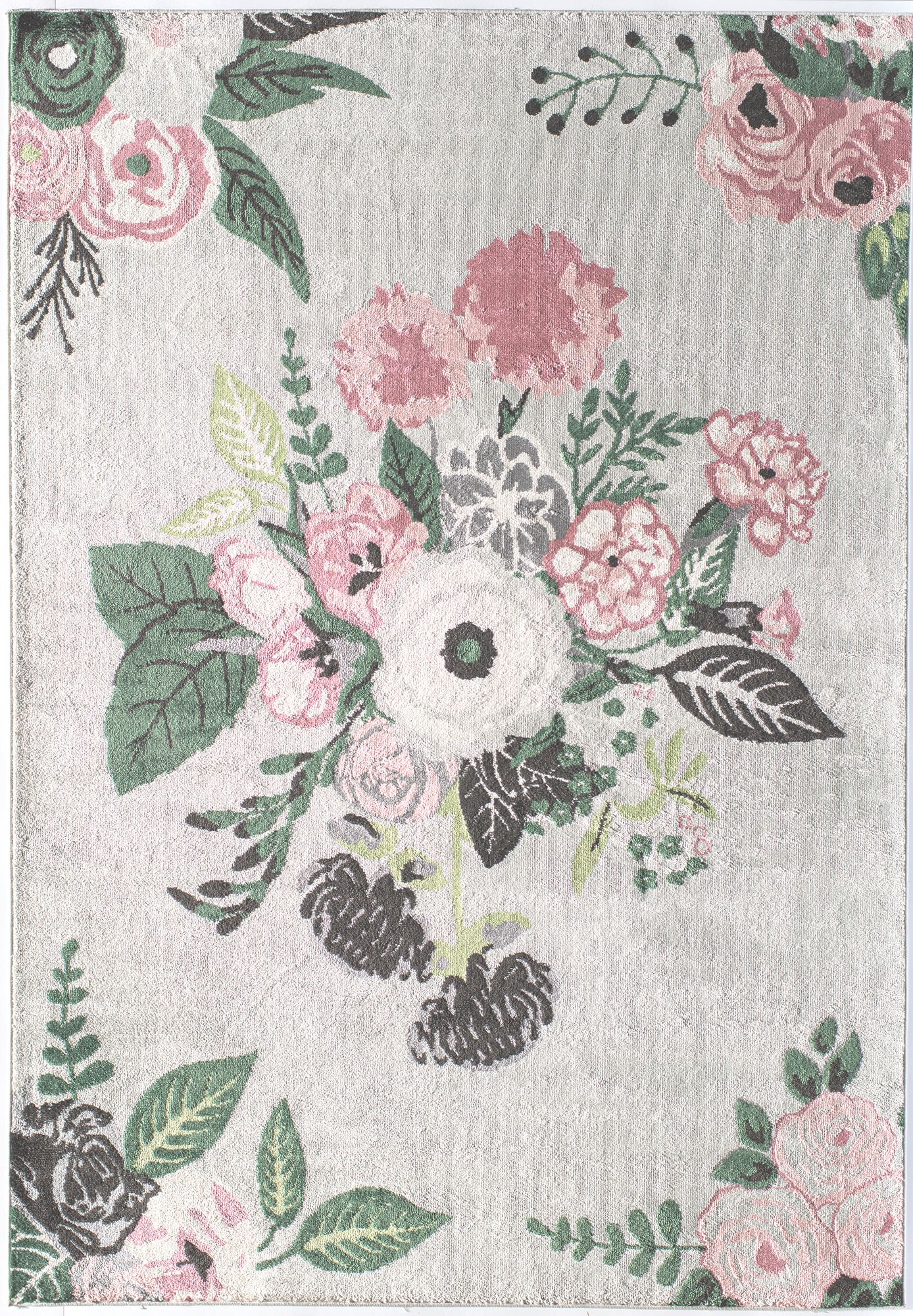 Rugs America Hanna VA40C Rose Garden Gray Floral Transitional Beige Area Rug, 9'x12'
