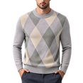 thumbnail image 2 of QSAWXQZ Men's Crewneck Sweater Long Sleeve Argyle Jacquard Pullover Knit Top 2XL, 2 of 8