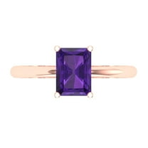 1.75 ctw Solitaire Anniversary Ring for Women | Radiant Cut Natural Amethyst | Hyperallergenic Solid 18K Rose Gold