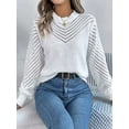 thumbnail image 3 of Women'S Crochet Sweaters Crew Neck Long Sleeve Cute Hollow Out Cotton Pullover Knit Tops White S, 3 of 8