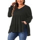 thumbnail image 4 of Agnes Orinda Women's Plus Size Tops V Neck Long Sleeve Button Peplum Tunics Babydoll TunicTops 4X Negro, 4 of 5