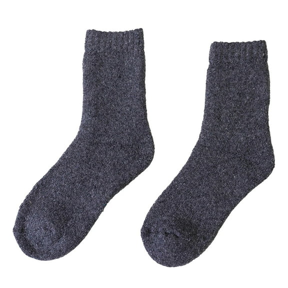 AWZXDE Women's Winter Thermal Stockings Thick Knit Mid Calf Solid Color for Indoor Outdoor Wear and Cold Weather Comfort Dark Gray,One Size