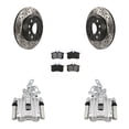 thumbnail image 1 of Transit Auto Rear Disc Brake Coated Caliper Drilled Slotted Rotors and Semi-Metallic Pads Kit for Car 2011 Volkswagen Golf 2.5L with 256mm Diameter Rotor KCD-100500S, 1 of 2