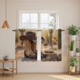 thumbnail image 2 of Cowboy Western Kitchen Curtain for Berdoom Living Room Cafe 45 Inch Length, Cowboy Hats Boots Desert Cacti Vintage Tiers Curtains Light Filtering Drapes Rod Pocket Window Treatment 2 Panels 52"Wx45"L, 2 of 8
