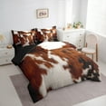 thumbnail image 4 of Manfei Brown Cow Print 7-Piece Bedding Comforter Set for Adult, Rustic Farmhouse King Bedding Sets, Modern Fashion Reversible Bed Sheets, Breathable Home Decor, 4 of 8