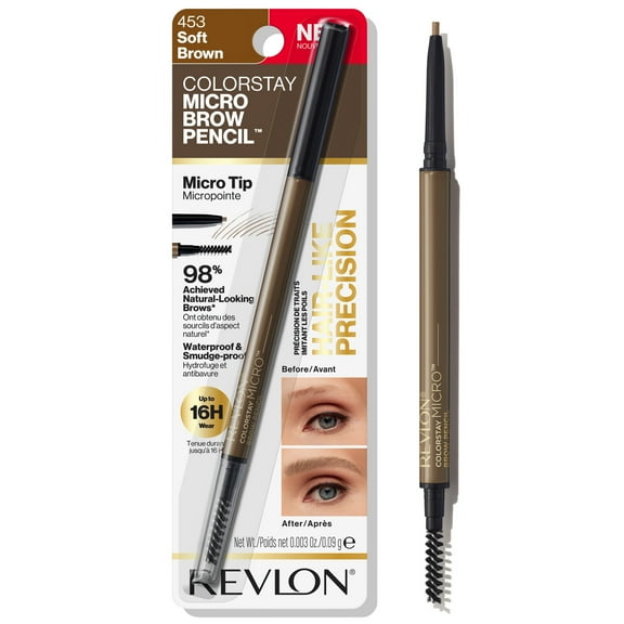 Revlon ColorStay Micro Waterproof and Long Wearing Eyebrow Pencil, Soft Brown, 0.003 oz