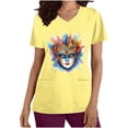 thumbnail image 2 of BiZtdJrK Mardi Gras Scrubs for Women 2025 Spring Summer Short Sleeve T Shirts Nurse Medical Uniforms Casual V Neck Scrub Tops Shirts Yellow XXL Lightning Prime Today, 2 of 6